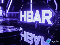 HBAR price prints double bottom at $0.10, signaling momentum shift