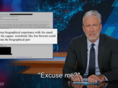 Jon Stewart jokes about finding his own name in Epstein files