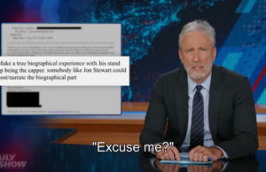 Jon Stewart jokes about finding his own name in Epstein files