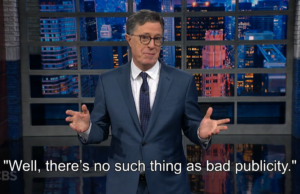 Stephen Colbert reacts to being mentioned in Epstein files